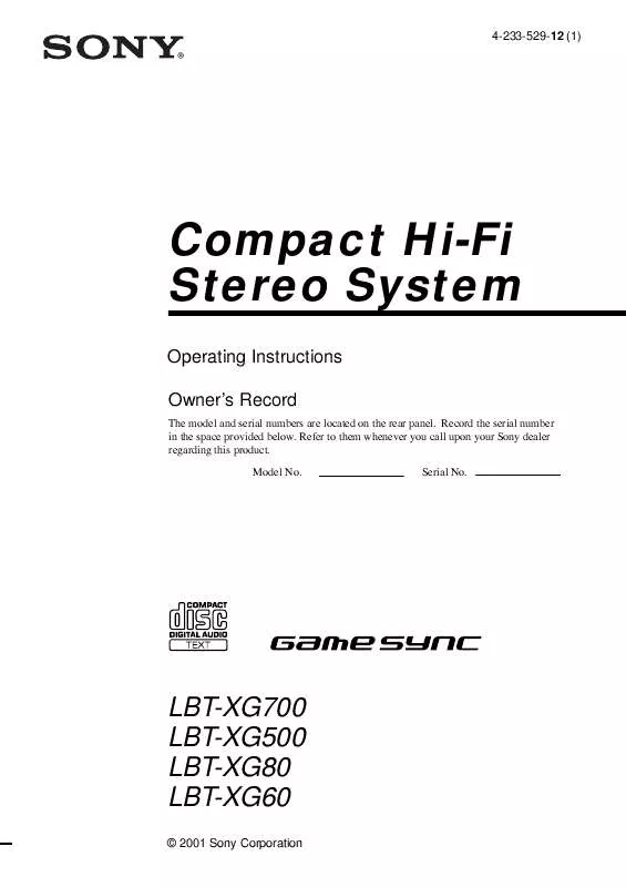 Mode d'emploi SONY LBT-XG60