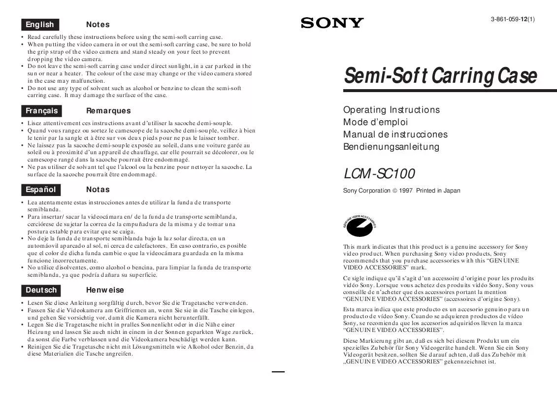 Mode d'emploi SONY LCM-SC100