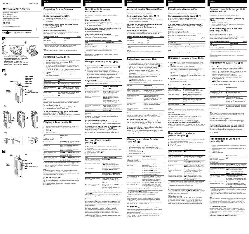 Mode d'emploi SONY M-335