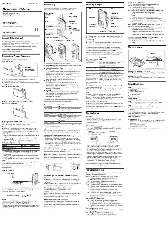 Mode d'emploi SONY M-673V