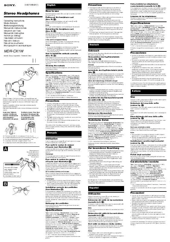 Mode d'emploi SONY MDR-CX1W