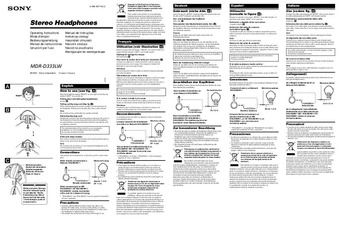 Mode d'emploi SONY MDR-D333LW