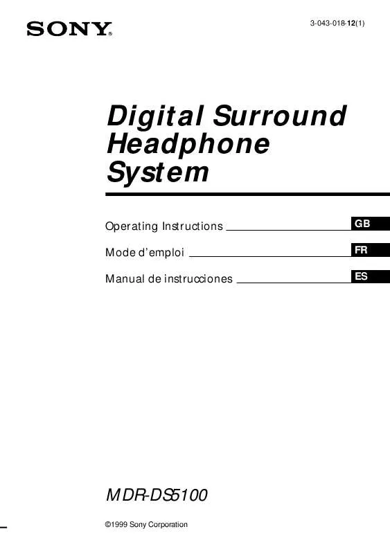 Mode d'emploi SONY MDR-DS5100