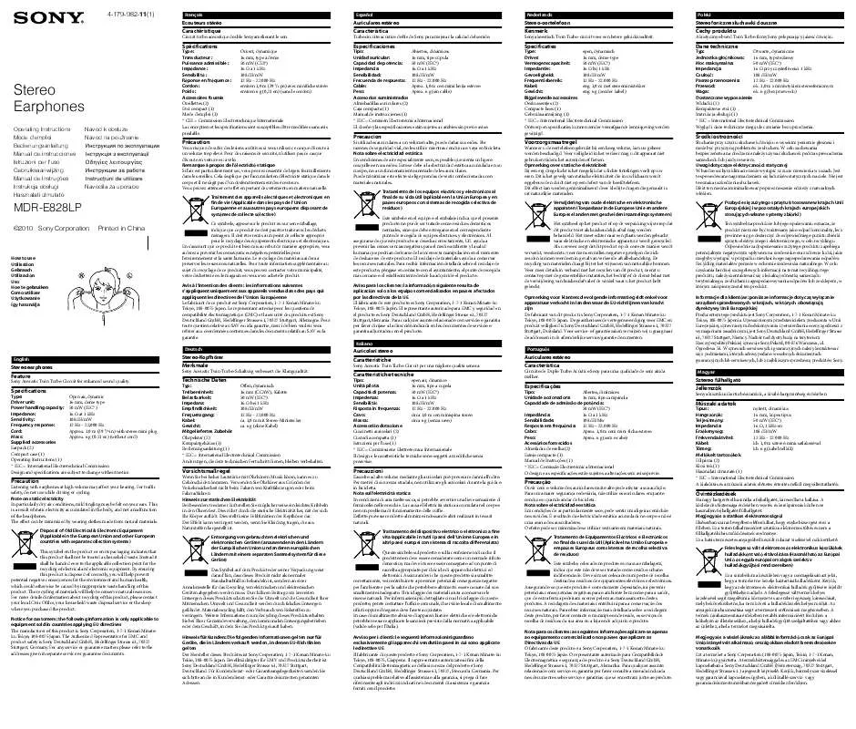 Mode d'emploi SONY MDR-E828LP