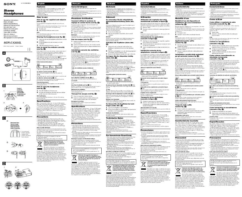 Mode d'emploi SONY MDR-EX300SL