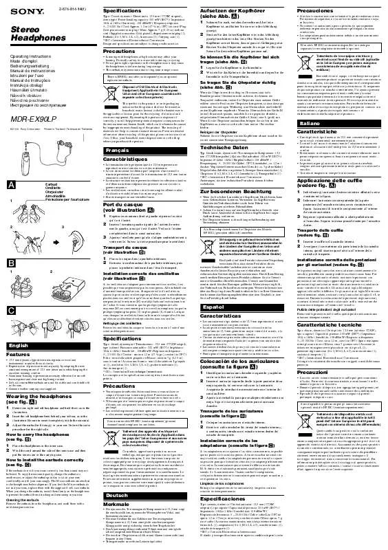 Mode d'emploi SONY MDR-EX90LP