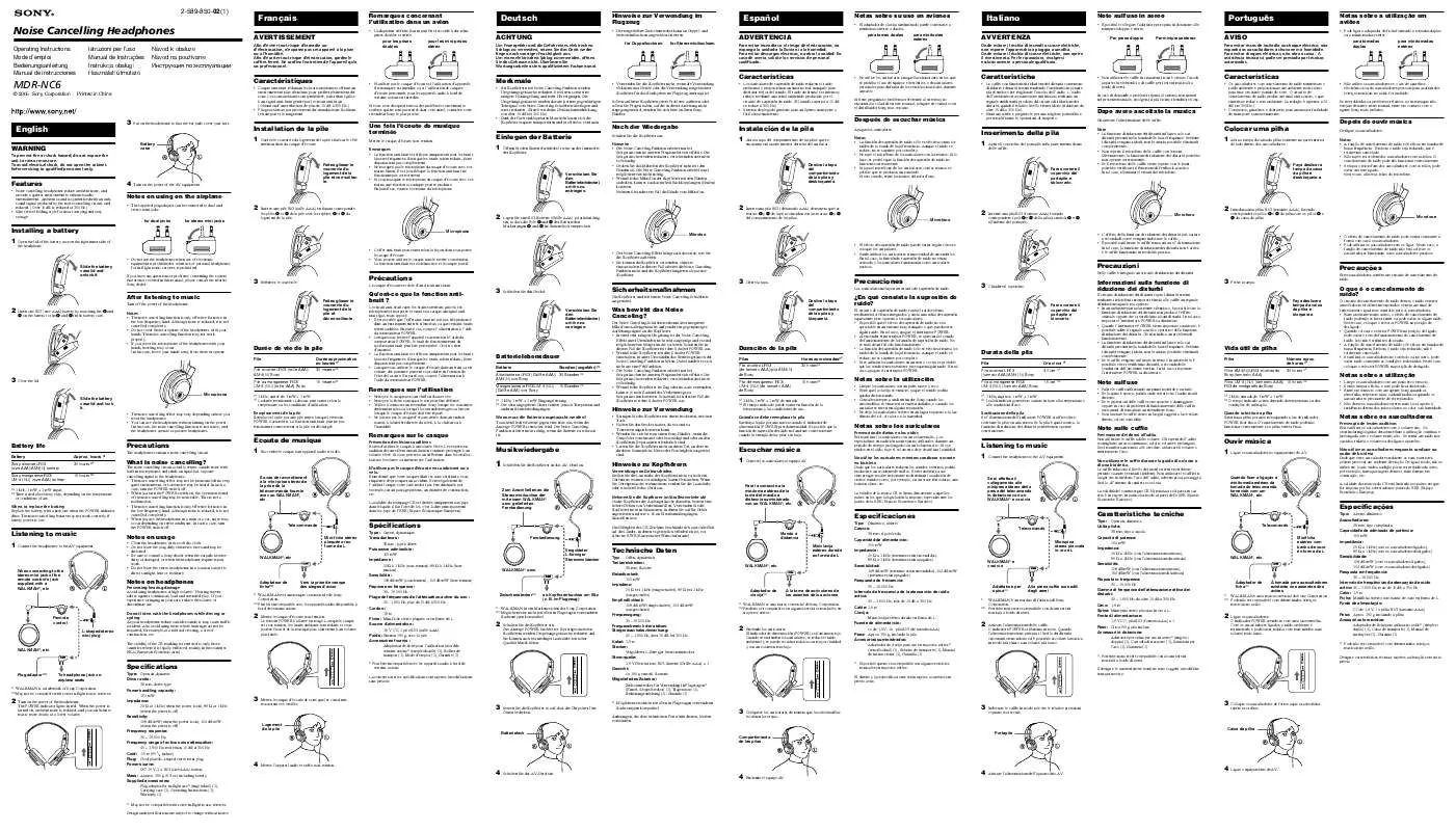 Mode d'emploi SONY MDR-NC6