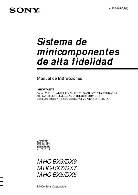 Mode d'emploi SONY MHC-BX9