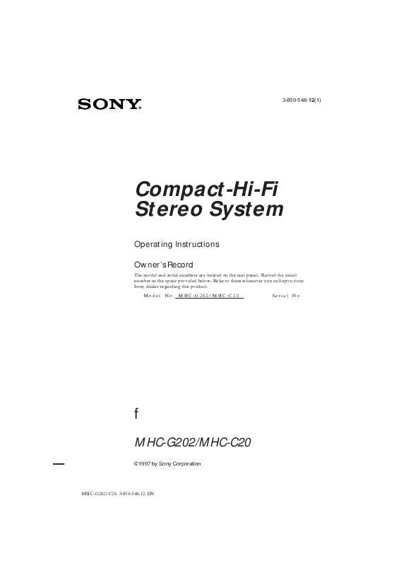 Mode d'emploi SONY MHC-C20