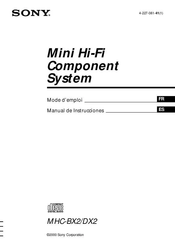 Mode d'emploi SONY MHC-DX2