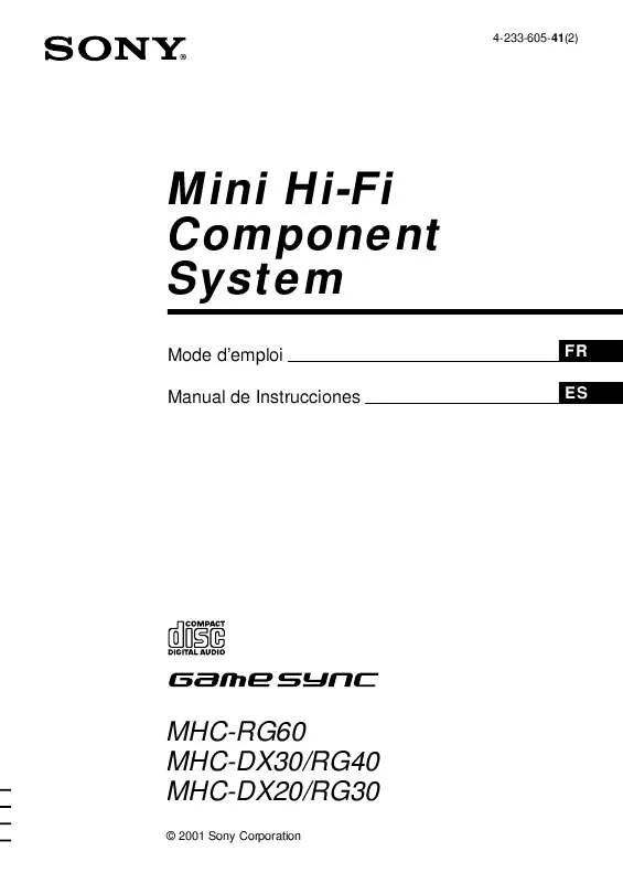 Mode d'emploi SONY MHC-DX30