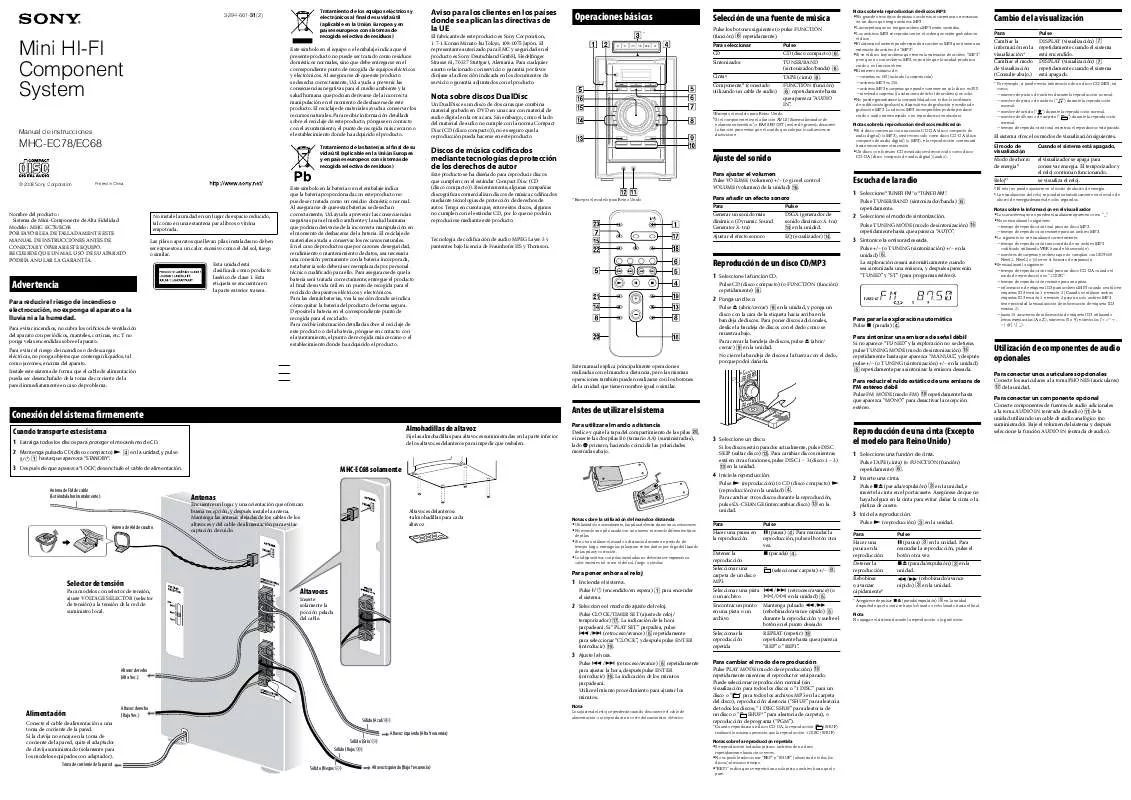 Mode d'emploi SONY MHC-EC68