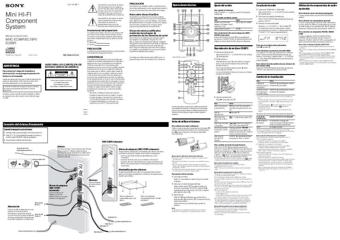 Mode d'emploi SONY MHC-EC68PI