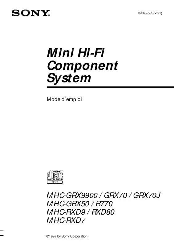 Mode d'emploi SONY MHC-GRX50