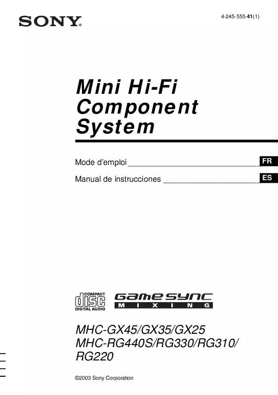 Mode d'emploi SONY MHC-GX35