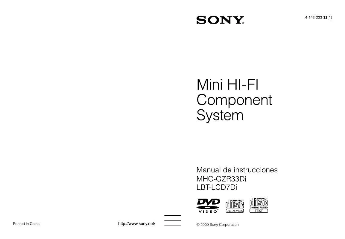 Mode d'emploi SONY MHC-GZR33DI