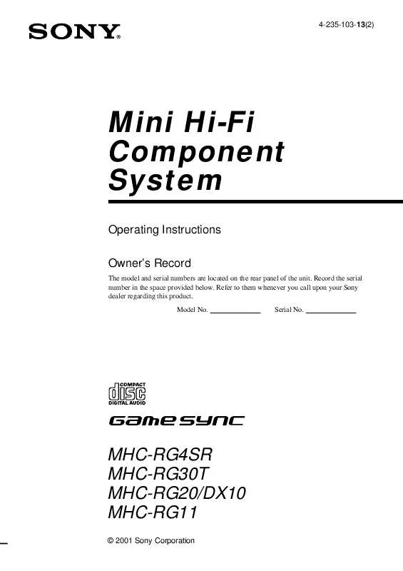 Mode d'emploi SONY MHC-RG20