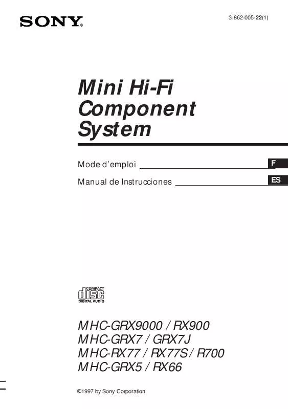 Mode d'emploi SONY MHC-RX77S