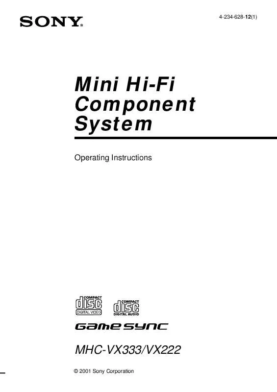 Mode d'emploi SONY MHC-VX222