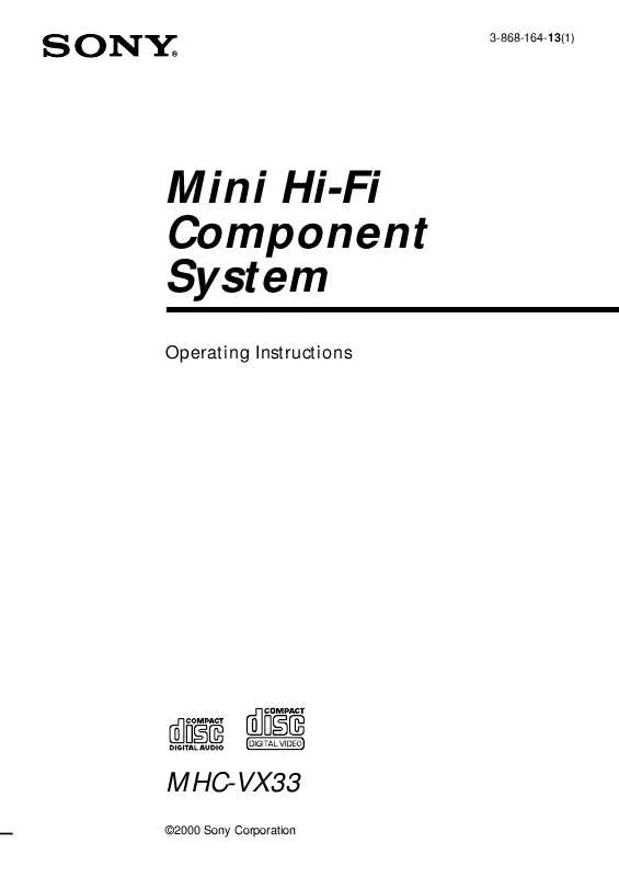 Mode d'emploi SONY MHC-VX33