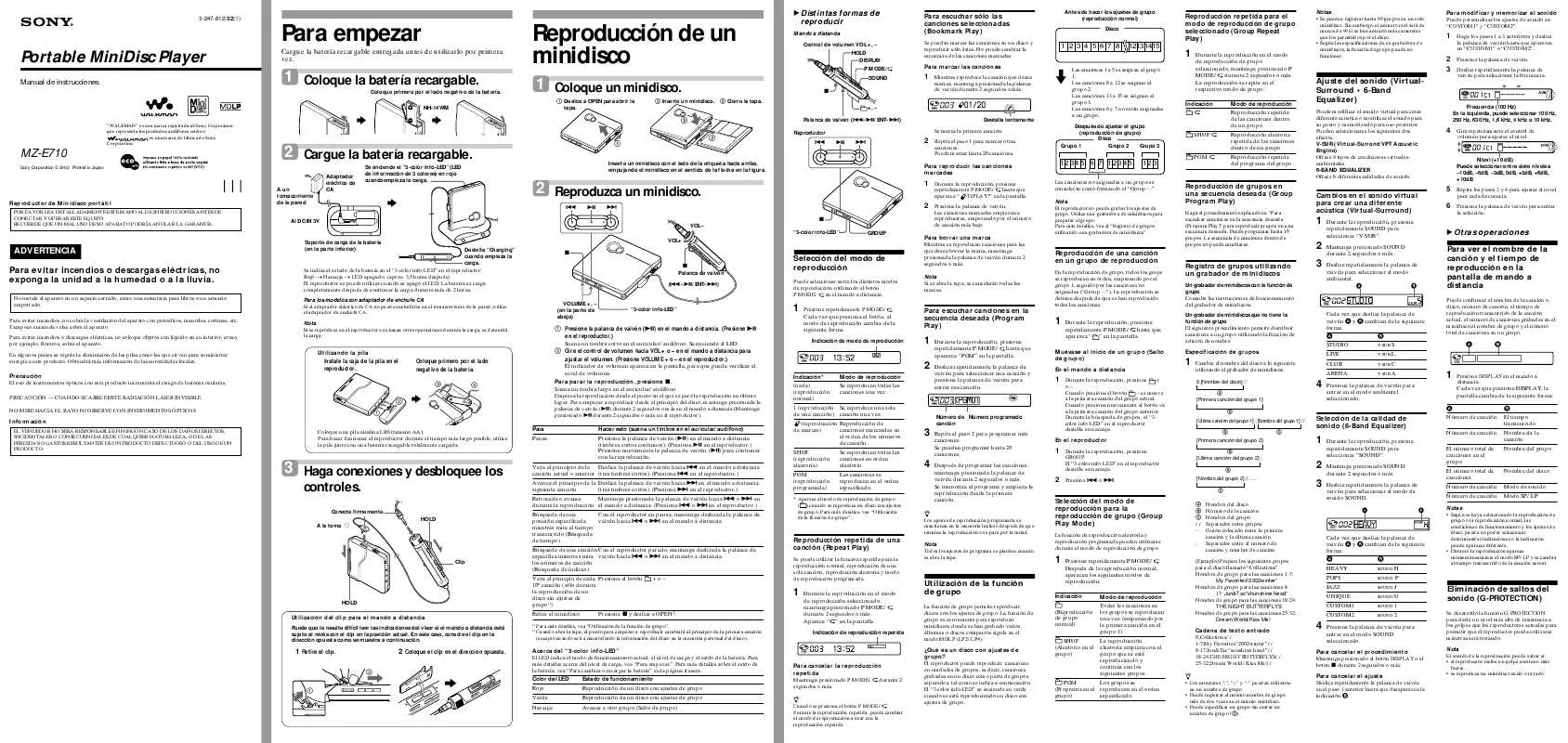 Mode d'emploi SONY MZ-E710