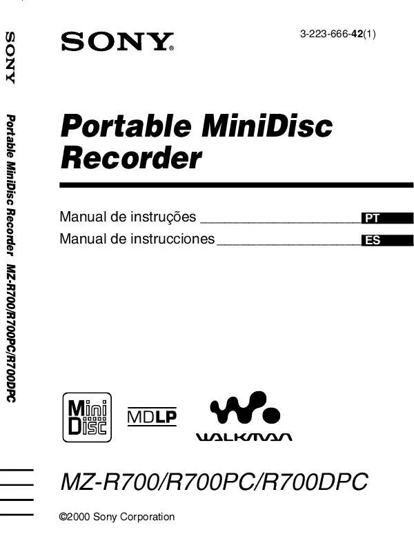 Mode d'emploi SONY MZ-R700