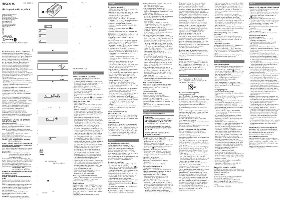 Mode d'emploi SONY NP-FS11