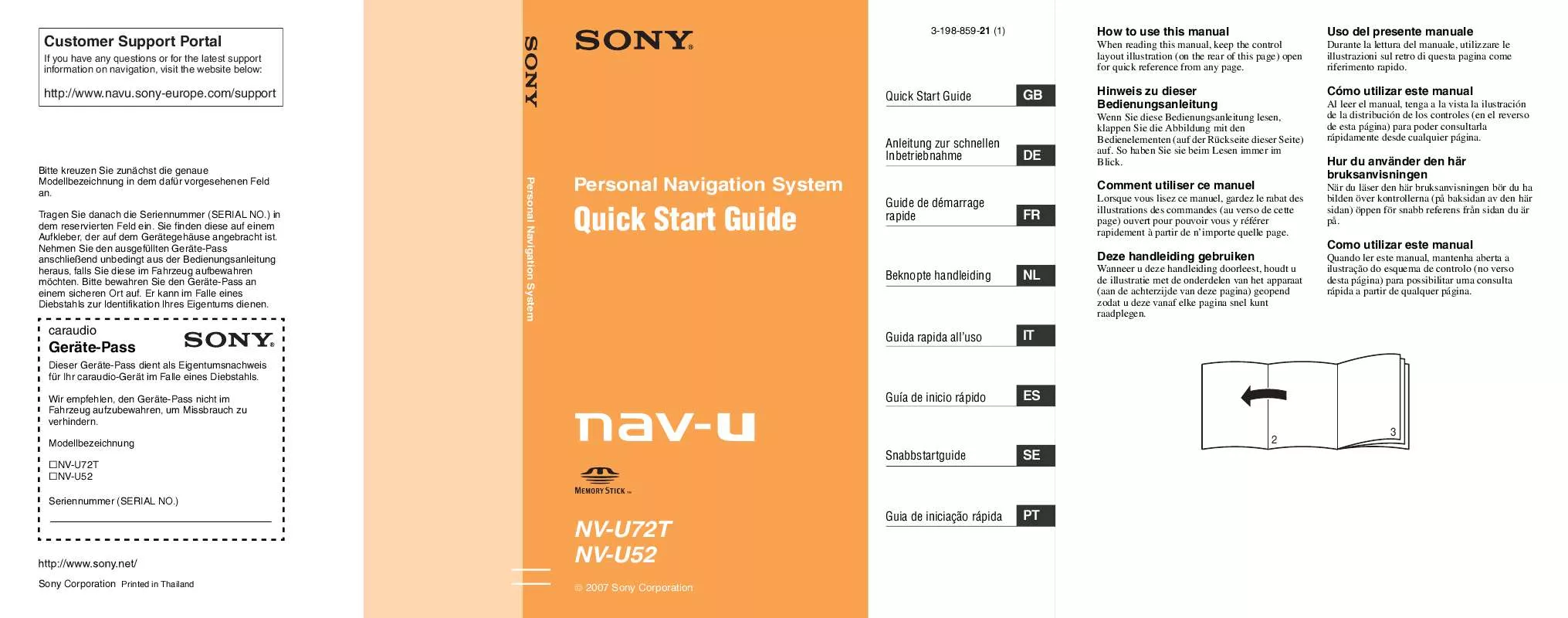 Mode d'emploi SONY NV-U52B