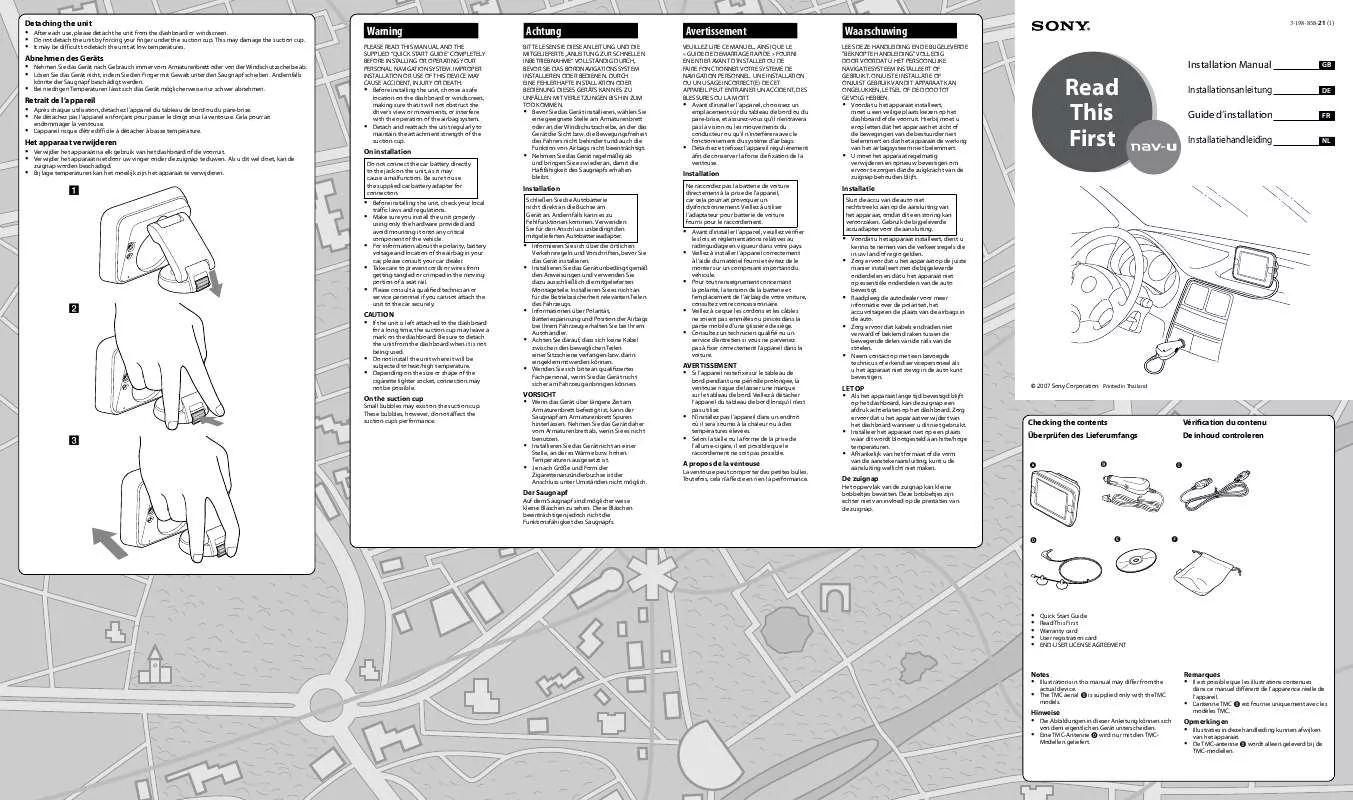 Mode d'emploi SONY NV-U72T