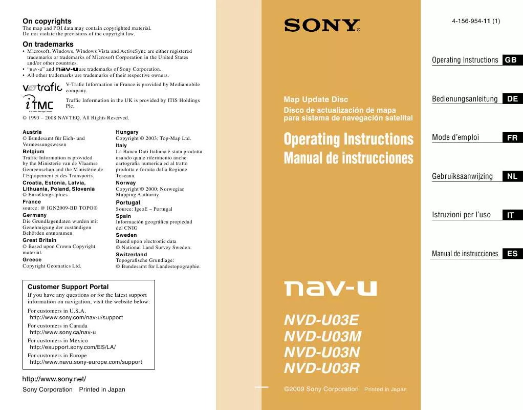 Mode d'emploi SONY NVD-U03R