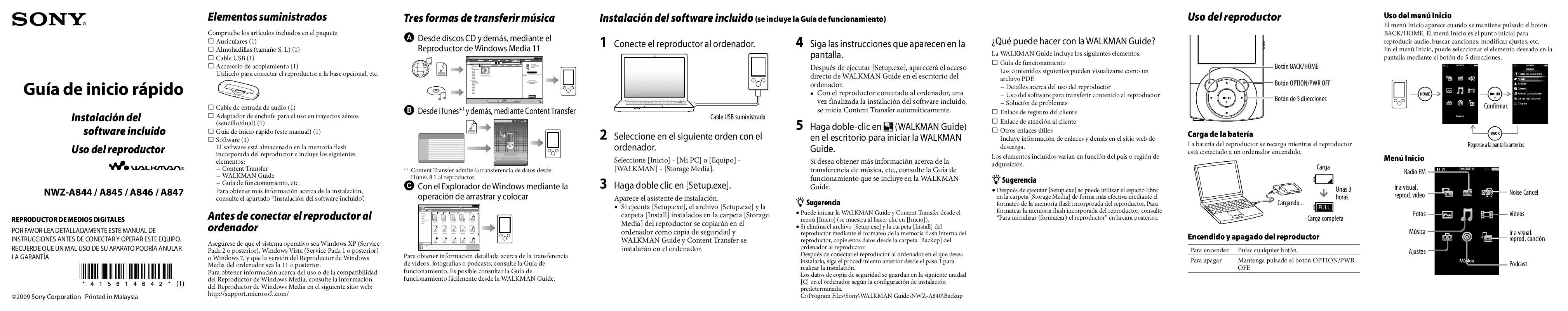 Mode d'emploi SONY NWZ-A844