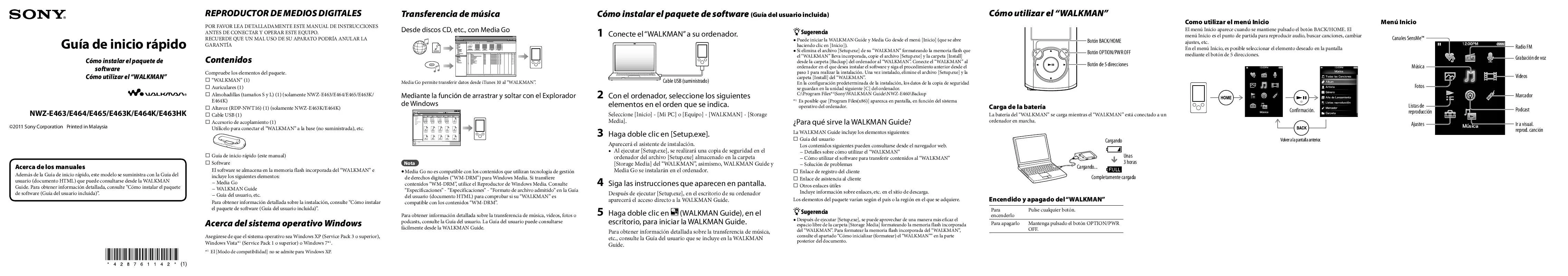 Mode d'emploi SONY NWZ-E464K