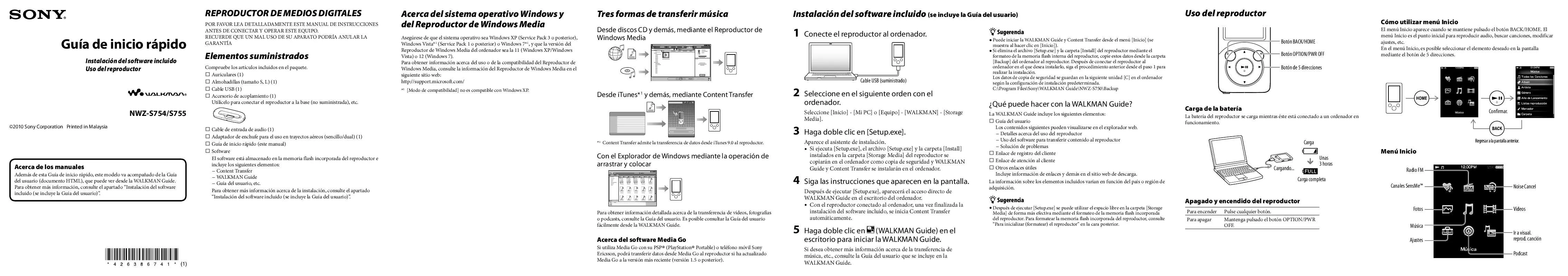 Mode d'emploi SONY NWZ-S755