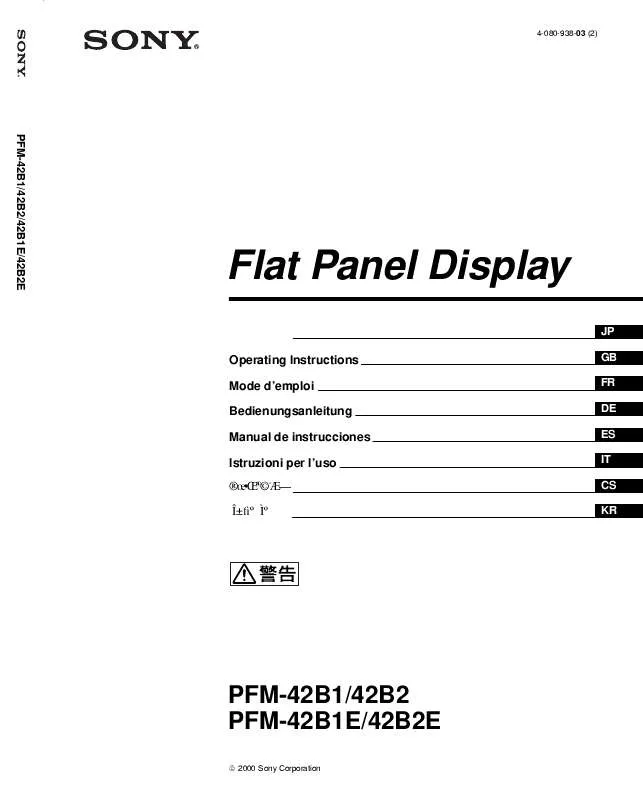 Mode d'emploi SONY PFM-42B2