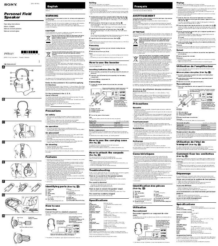 Mode d'emploi SONY PFR-V1