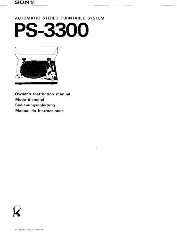 Mode d'emploi SONY PS-3300