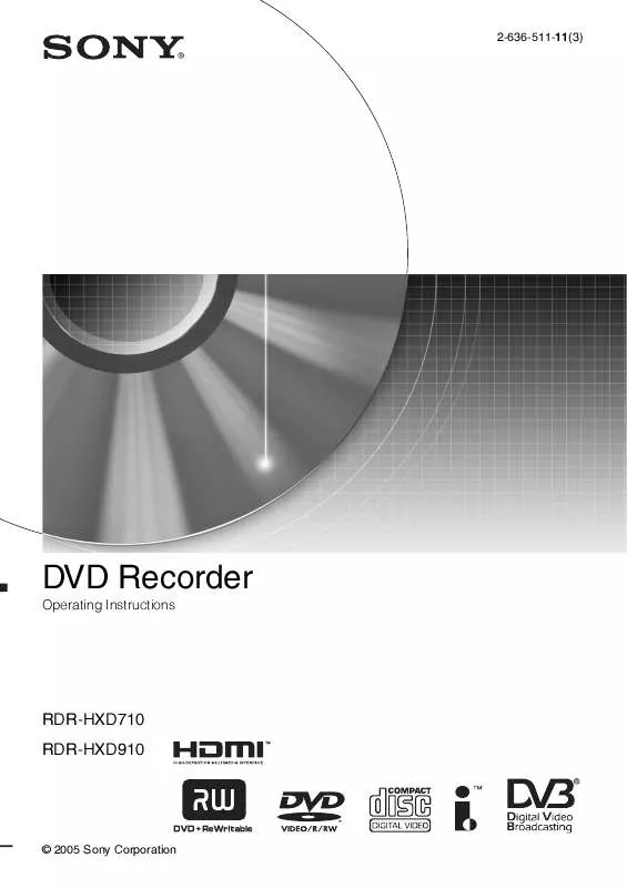 Mode d'emploi SONY RDR-HXD710