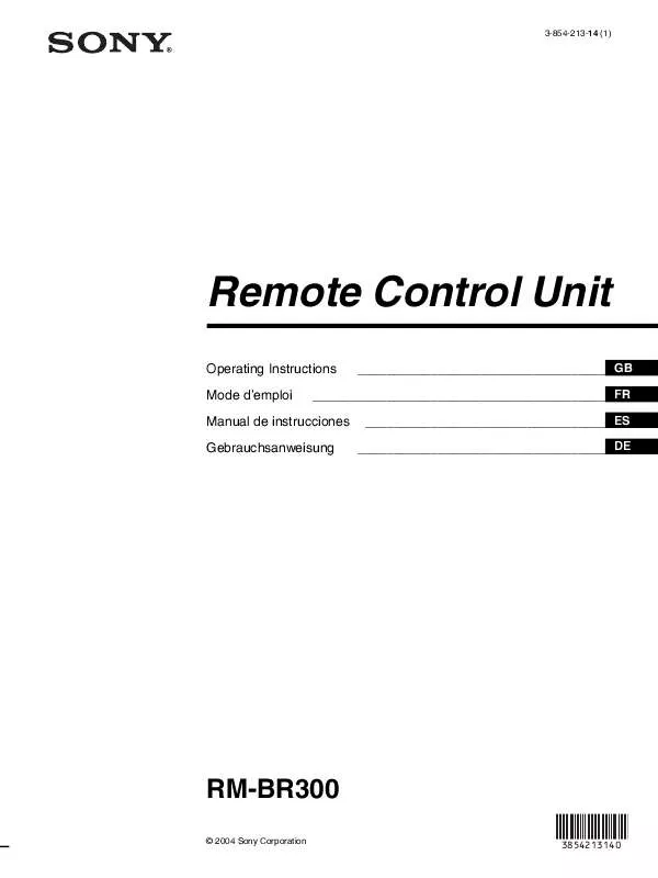 Mode d'emploi SONY RM-BR300