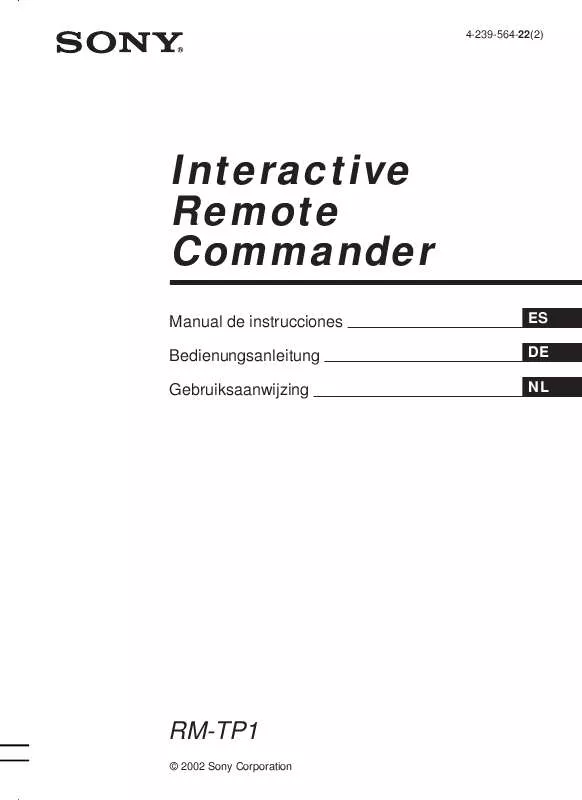 Mode d'emploi SONY RM-TP1