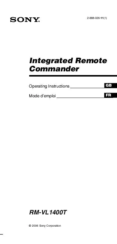 Mode d'emploi SONY RM-VL1400T