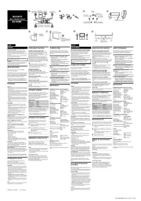 Mode d'emploi SONY SA-VE2M