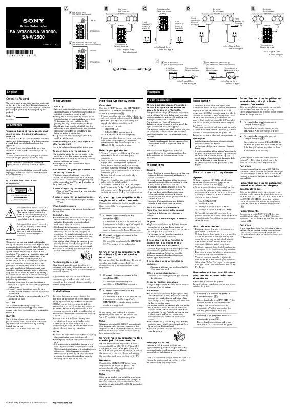 Mode d'emploi SONY SA-W3000