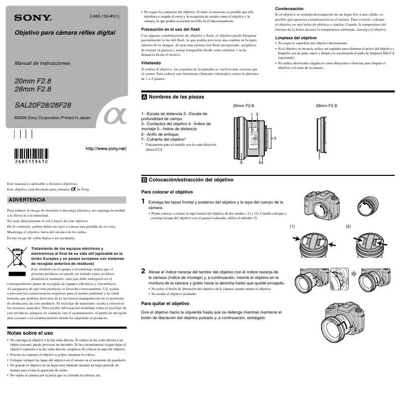 Mode d'emploi SONY SAL20F28