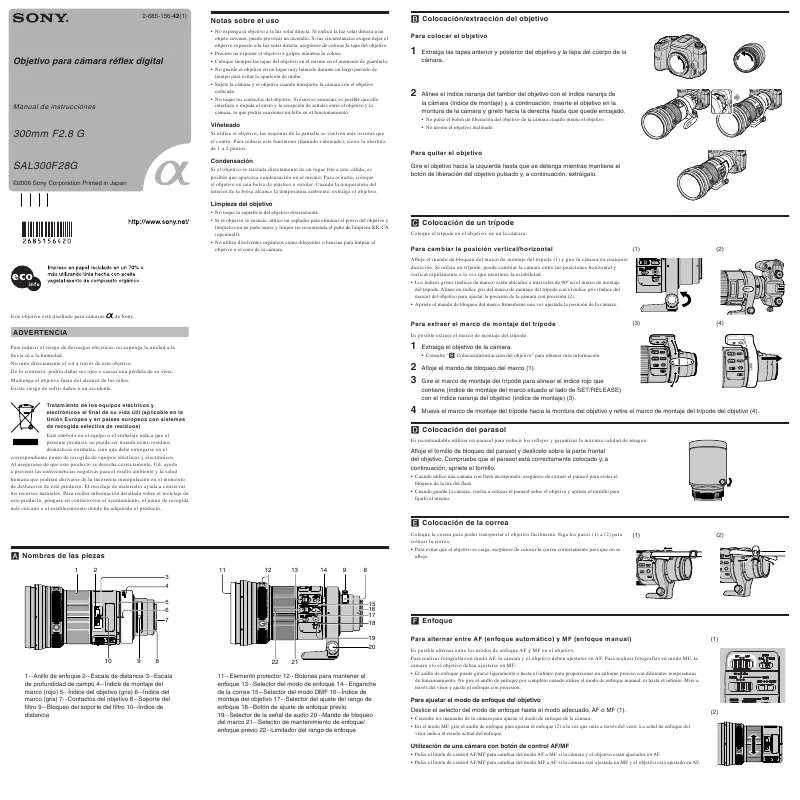 Mode d'emploi SONY SAL300F28G