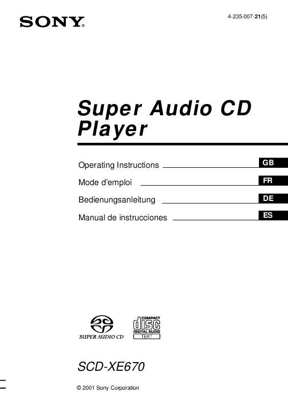 Mode d'emploi SONY SCD-XE670