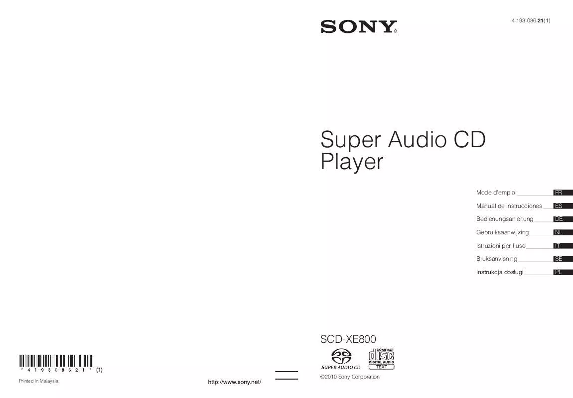 Mode d'emploi SONY SCD-XE800