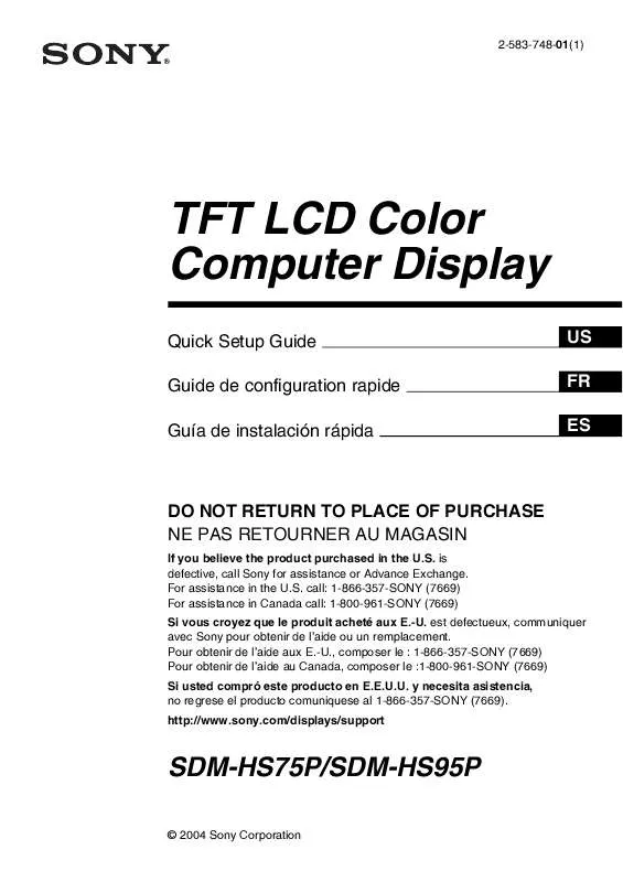 Mode d'emploi SONY SDM-HS75PS