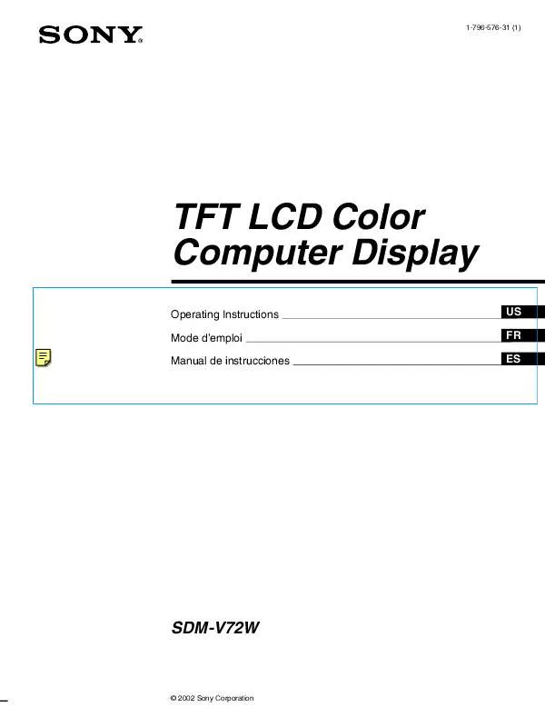 Mode d'emploi SONY SDM-V72W