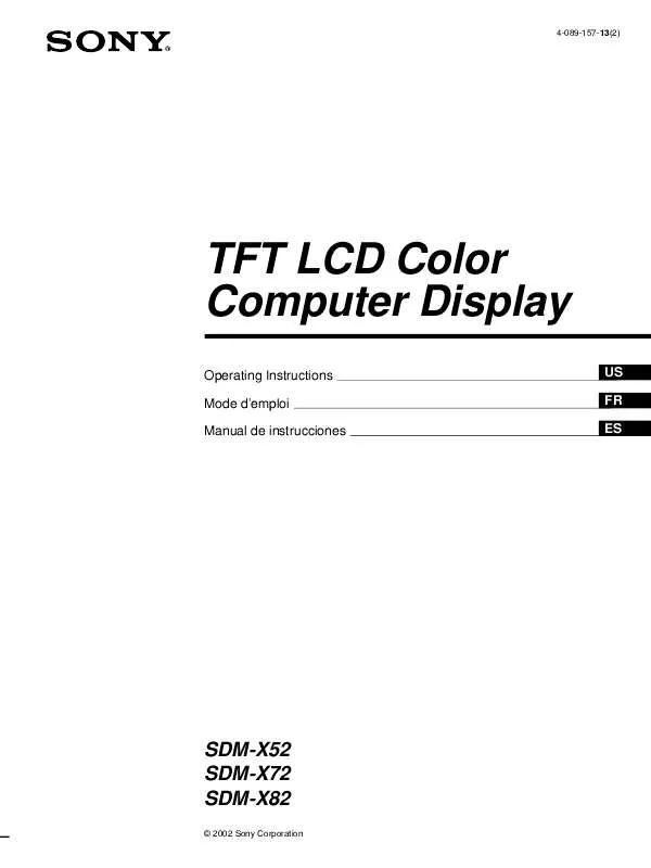 Mode d'emploi SONY SDM-X52