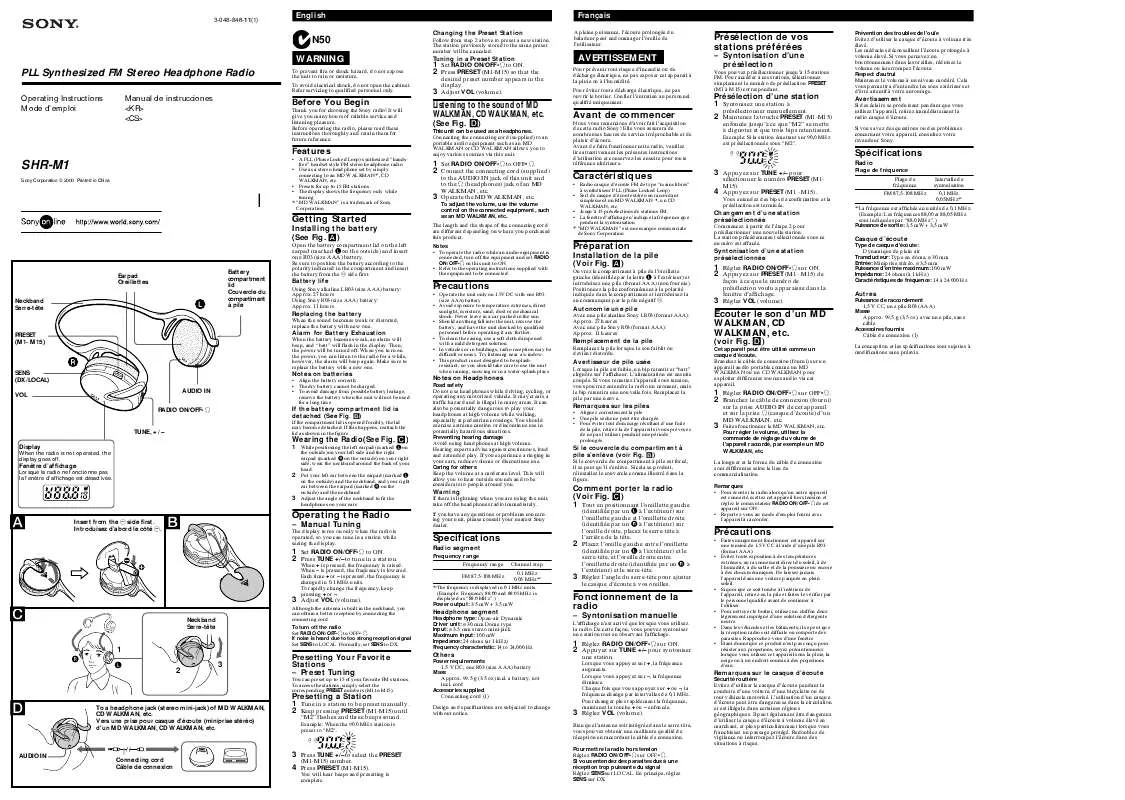 Mode d'emploi SONY SHR-M1